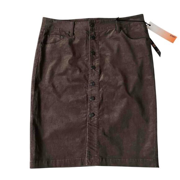 NWT Jag Jeans Women's Hazel Button-Front Pencil Skirt Chocolate Corduroy Size 16 - Picture 2 of 9